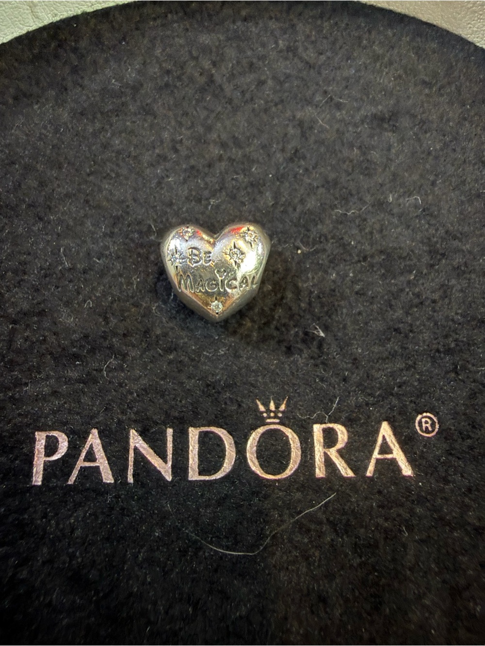 Pandora Sterling Silver Disney'Be Magical' Heart Charm - Silver